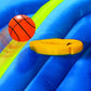 Toboggan aquatique géant gonflable - Immense piscine pour enfants (14 pieds de long sur 8 pieds de haut) avec arroseur intégré et panier de basket-ball - Parc d'aventure extérieur Surf N Splash - Souffleur inclus