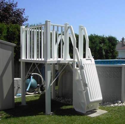 VinylWorks Canada Kit de terrasse de piscine en résine 5x5 avec marches-Taupe 5' x 5'