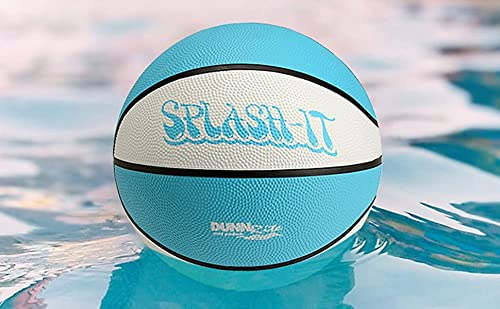 Dunn-Rite Splash & Shoot Outdoor Adjustable Height Swimming Pool Basketball Hoop w/Ball, Base, & 18 Inch Stainless Steel Rim for Adults & Kids, White