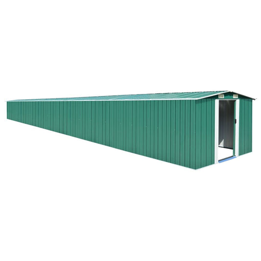 CHARMMA Outdoor Garden Storage Shed with Sliding Doors and Vents Galvanized Steel Outdoor Tool Shed Pool Supplies Organizer Green for Patio, Backyard, Lawn 9'x32'x6' (W x D x H) 101.2" x 389.8" x 71.3"