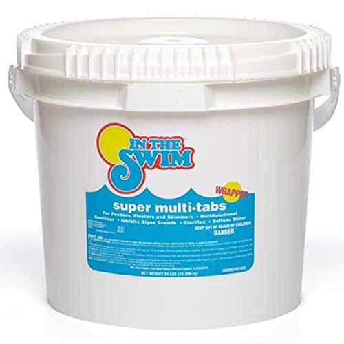In The Swim 3 pouces 5 en 1 Super Multi-Tabs - Désinfectant pour piscine - Chlore - Algicide - Stabilisant - Clarificateur - 24 livres 24 livres