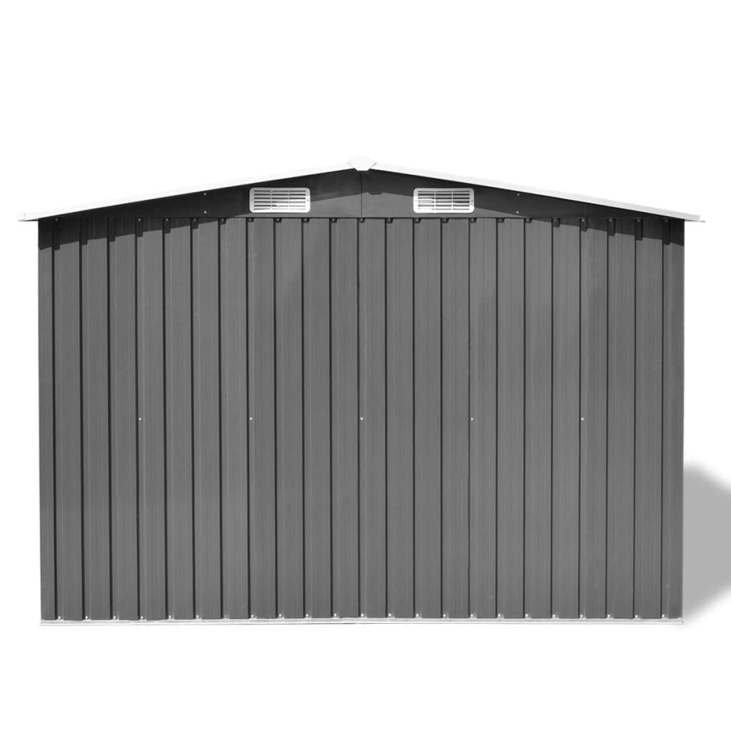 GOLINPEILO Metal Outdoor Garden Storage Shed, 101.2" x 80.7" x 70.1" Steel Utility Tool Shed Storage House, Steel Yard Shed with Double Sliding Doors, Utility and Tool Storage for Garden Patio,Gray 101.2" x 80.7" x 70.1" Gray