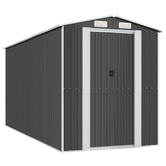 Gecheer Garden Shed Galvanized Steel, Garden Tool Storage Shed with Vent Outdoor Storage Shed Organize Storage House with Door for Backyard Garden Patio Lawn - Anthracite 75.6"x173.2"x87.8" 75.6 x 173.2 x 87.8