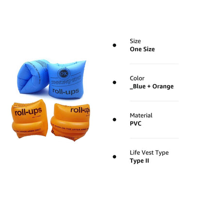 Topsung Floaties Inflatable Swim Arm Bands Rings Floats Tube Armlets for Kids and Adult _Blue + Orange