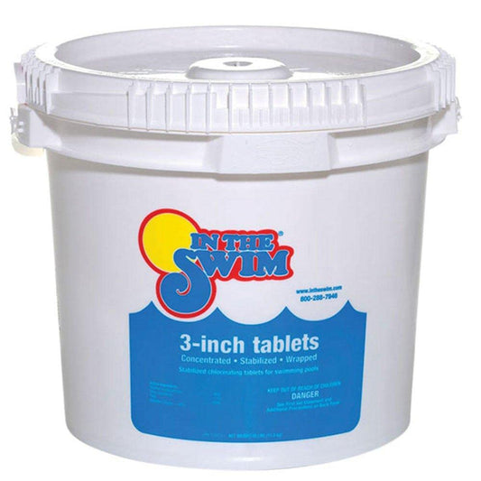 In The Swim Comprimés de chlore stabilisé de 3 pouces pour désinfecter les piscines - Emballés individuellement, à dissolution lente - 90 % de chlore disponible - Tri-Chlor - 25 livres 25 livres