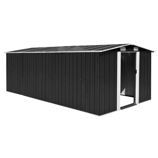 GOLINPEILO Large Outdoor Garden Shed with Sliding Doors and Vents Galvanized Steel Outdoor Tool Shed Pool Supplies Organizer Outside Shed for Backyard Yard Lawn Mower 101.2"x192.5"x71.3" Anthracite 101.2"x192.5"x71.3"