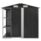 vidaXL Outdoor Storage Shed, Garden Shed with Rack, Metal Storage Shed, Backyard Shed for Patio Lawn Bicycles Gardening Tools Lawn Mowers, Gray