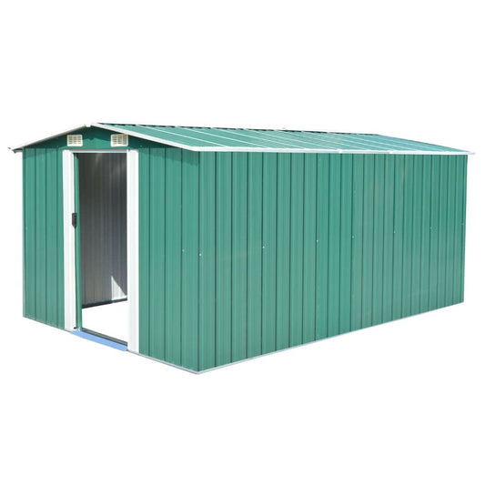 GOLINPEILO Metal Outdoor Garden Storage Shed, 101.2" x 154.3" x 71.3" Steel Utility Tool Shed Storage House, Steel Yard Shed with Double Sliding Doors, Utility and Tool Storage for Garden Patio,Green 101.2" x 154.3" x 71.3" Green