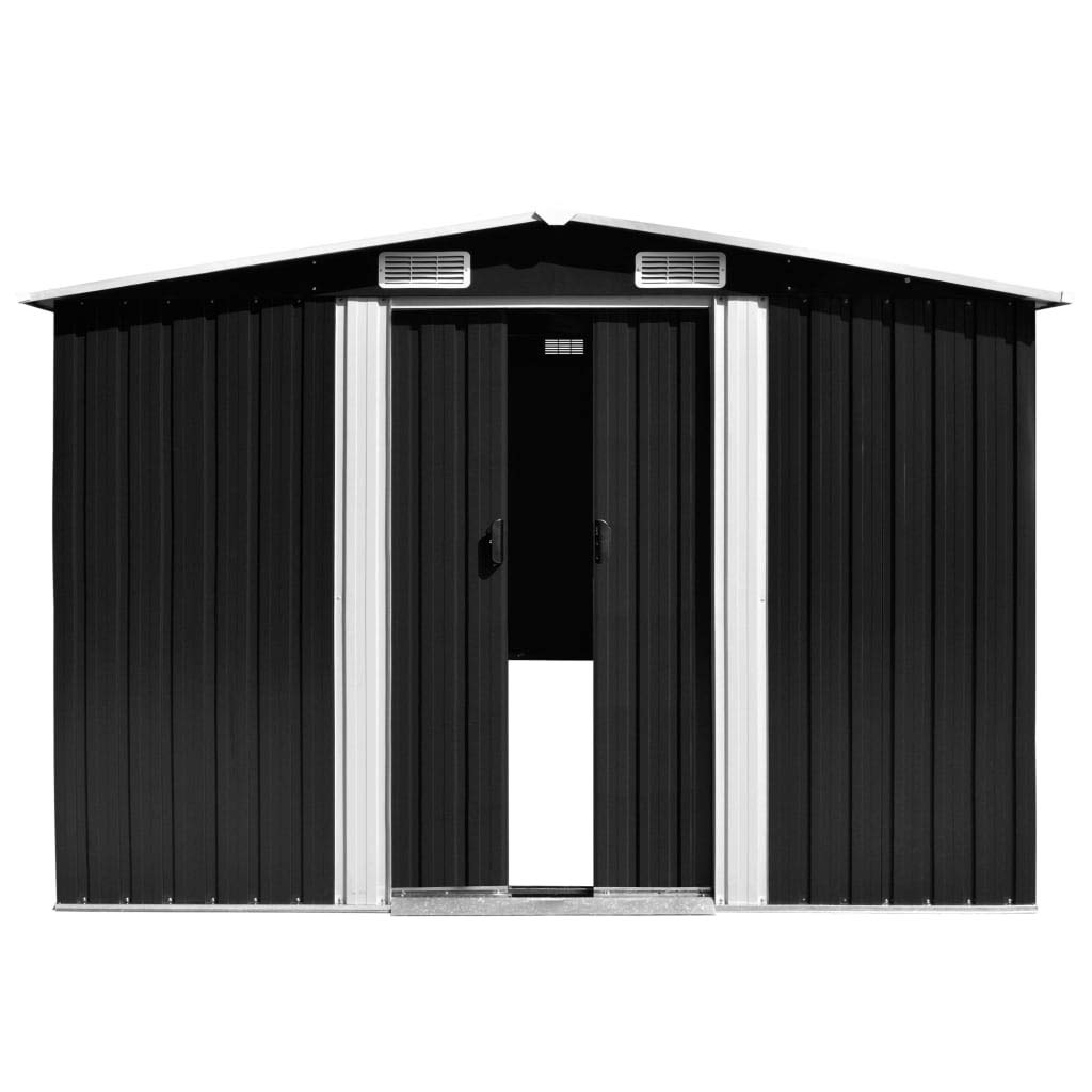 GOLINPEILO Metal Outdoor Garden Storage Shed, 101.2" x 154.3" x 71.3" Steel Utility Tool Shed Storage House, Steel Yard Shed with Double Sliding Doors, Utility and Tool Storage for Garden, Anthracite 101.2" x 154.3" x 71.3"
