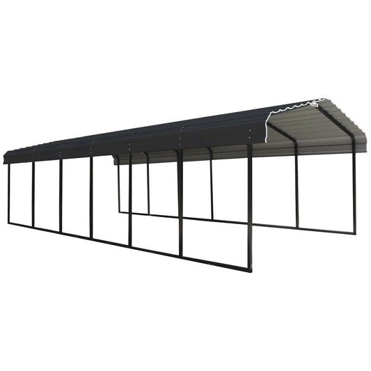 Steel Carport 12 ft. x 29 ft. x 7 ft. Galvanized Black/Charcoal