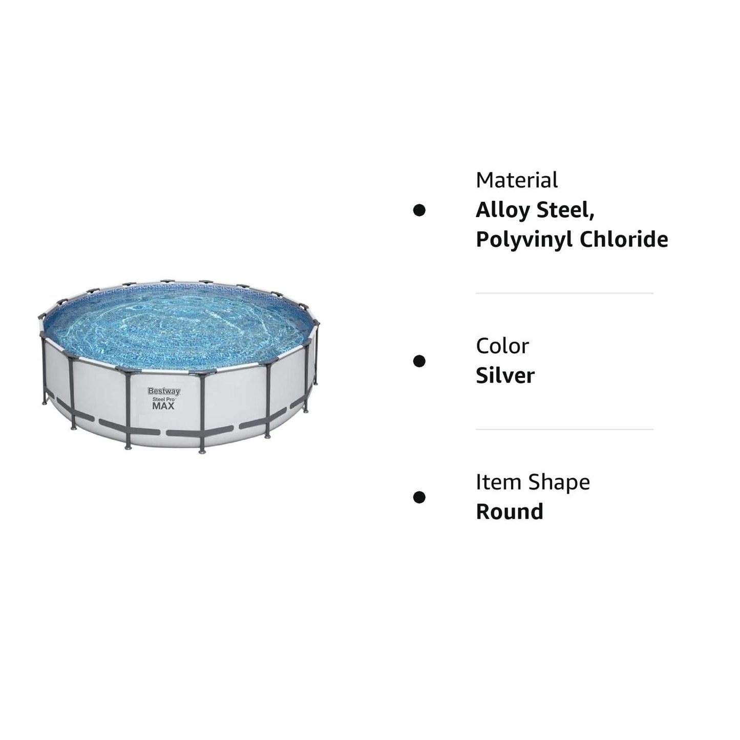Bestway Steel Pro MAX 16 Foot x 48 Inch Round Metal Frame Above Ground Outdoor Swimming Pool Set