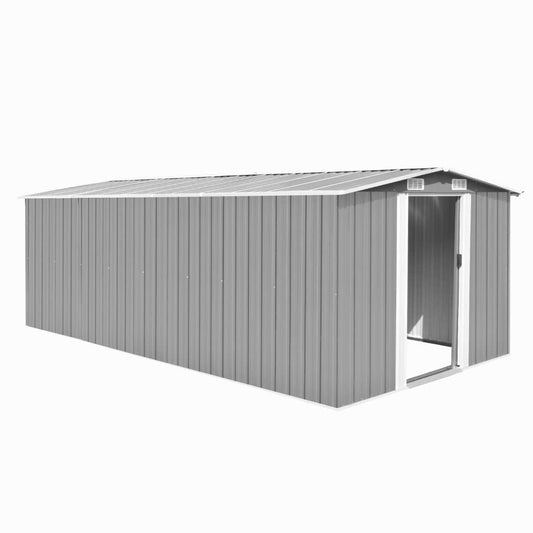 vidaXL Outdoor Storage Shed, Garden Shed, Metal Storage Shed, Backyard Shed for Patio Lawn Porch Bicycles Gardening Tools Lawn Mowers, Gray 101.2" x 192.5" x 71.3"