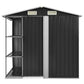 GOLINPEILO Metal Outdoor Garden Storage Shed with Rack, 80.7" x 51.2" x 72" Steel Utility Tool Shed Storage House, Steel Yard Shed, Utility and Tool Storage for Garden, Patio, Outdoor Use, Anthracite 80.7" x 51.2" x 72"