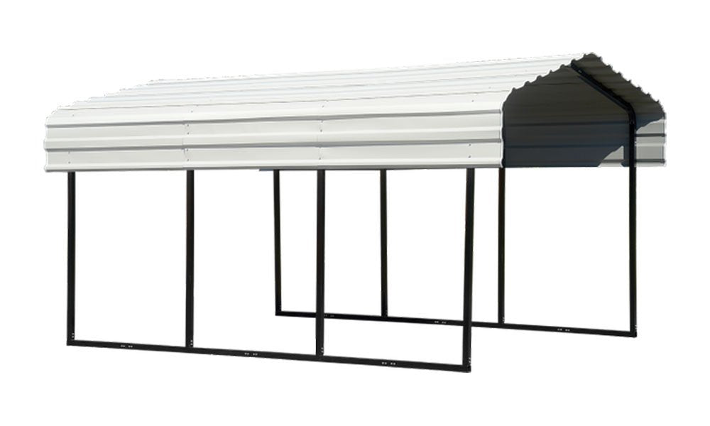 Arrow Shed 10' x 24' x 7' Carport Car Canopy with Galvanized Steel Horizontal Roof, Garage Shelter for Cars and Boats, Eggshell Carport Only 10' x 24' x 7'
