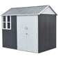 Hanover Nordic Storage Shed with Window | Galvanized Steel | Sliding Bolt Lock | 6-Ft. x 8-Ft. x 7-Ft. | Dark Gray | HANNORDICSHD-GW Steel Nordic Storage Shed