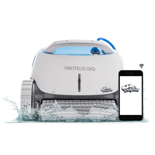 Aspirateur robot de piscine Dolphin Proteus DX5i avec contrôle Wi-Fi - Idéal pour tous les types de piscines jusqu'à 50 pieds de longueur