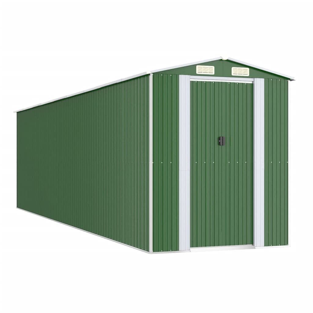 GOLINPEILO Outdoor Garden Shed with Sliding Doors and Vents Galvanized Steel Outdoor Tool Shed Pool Supplies Organizer Outside Shed for Yard Backyard Lawn Mower, Green 75.6"x303.9"x87.8" 75.6"x303.9"x87.8"