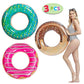 JOYIN Flotteur de piscine Donut avec paillettes 81,3 cm (lot de 3), jouets amusants pour piscine et fête de beignet