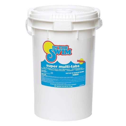 In The Swim 3 pouces 5 en 1 Super Multi-Tabs - Désinfectant pour piscine - Chlore - Algicide - Stabilisant - Clarifiant - 48 livres 48 livres