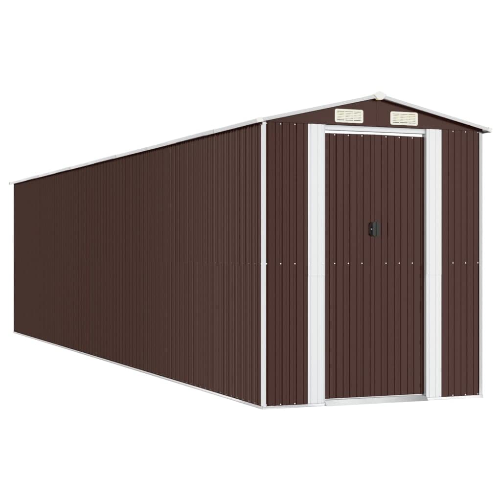 GOLINPEILO Metal Outdoor Garden Storage Shed, Large Steel Utility Tool Shed Storage House, Steel Yard Shed with Double Sliding Doors, Utility and Tool Storage, Dark Brown 75.6"x336.6"x87.8" 75.6"x336.6"x87.8"