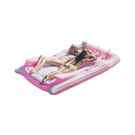 FUNBOY Flotteur de piscine de voiture de sport classique rétro convertible rose de luxe géant gonflable, deux porte-gobelets, flotteur de luxe pour les fêtes de piscine d'été et les divertissements