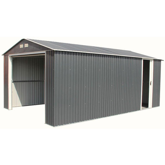 Remise de garage en métal Imperial de 12 pi x 20 pi, gris foncé avec bordure blanche 