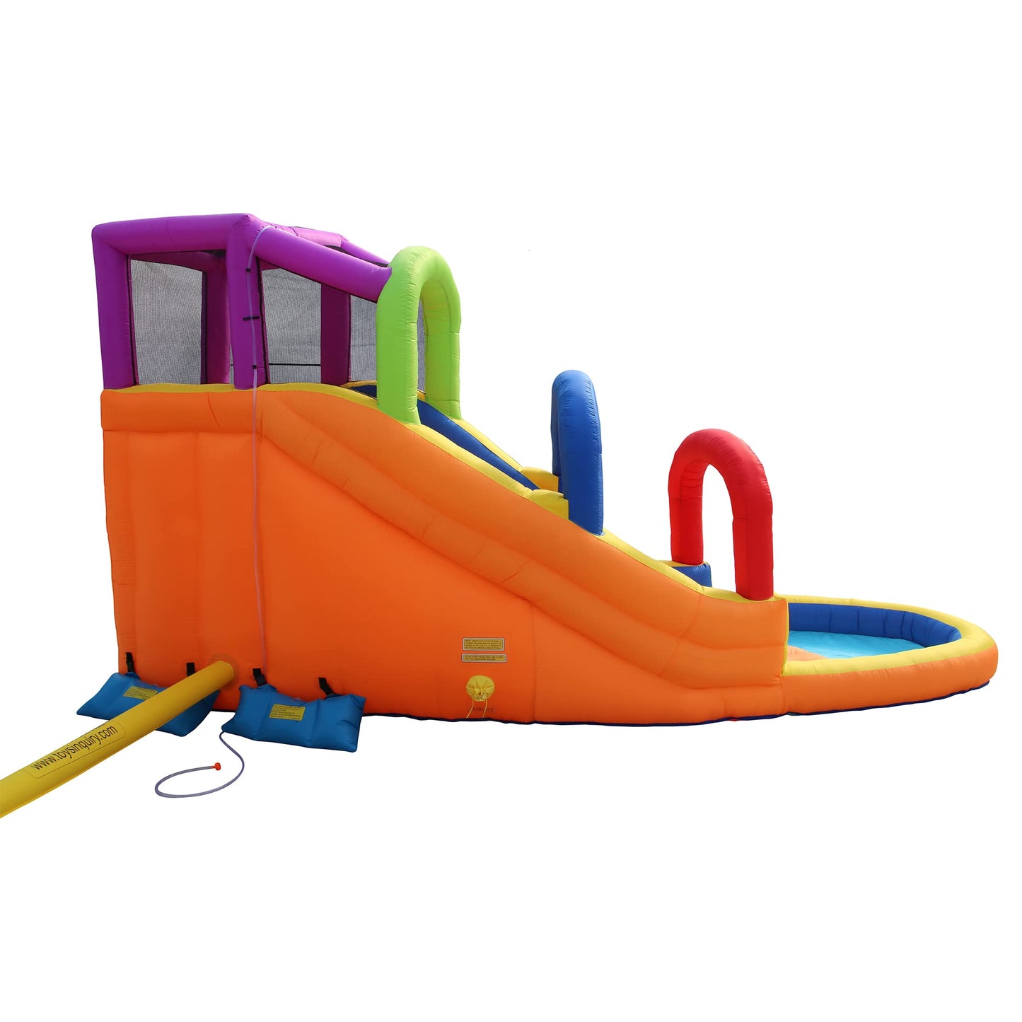 BANZAI Speed ​​​​Slide Water Park, Longueur: 14 pieds 7 pouces, Largeur: 9 pieds 6 pouces, Hauteur: 8 pieds, Toboggan aquatique gonflable pour l'extérieur, jouet d'escalade Splash Bounce