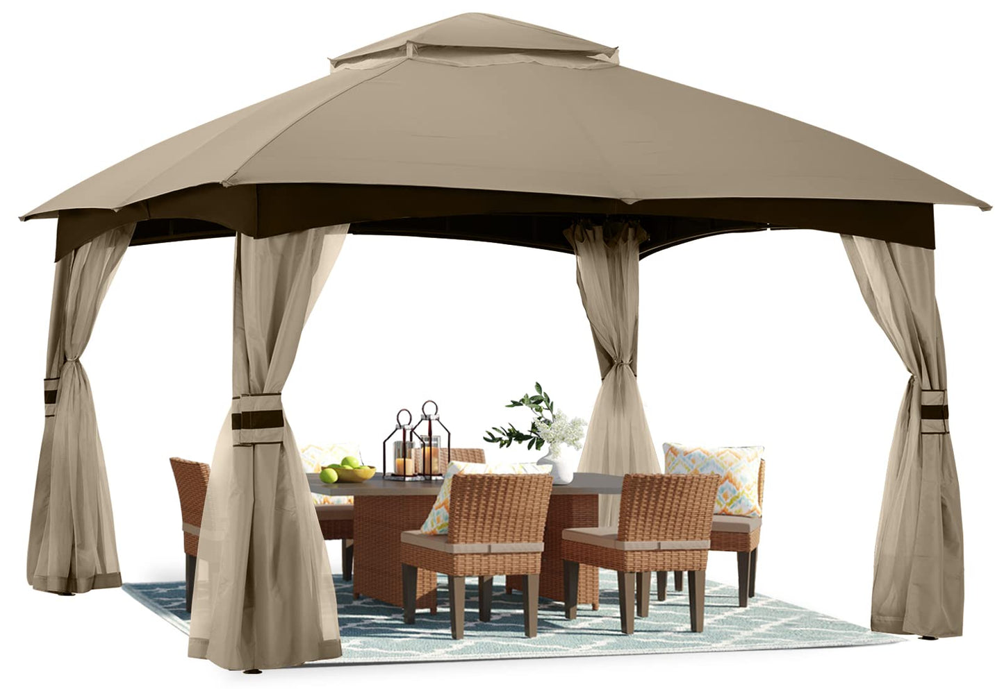 ABCCANOPY 10x20 Outdoor Gazebo - Patio Gazebo with Mosquito Netting, Outdoor Canopies for Shade and Rain for Lawn, Garden, Backyard & Deck (Beige) beige