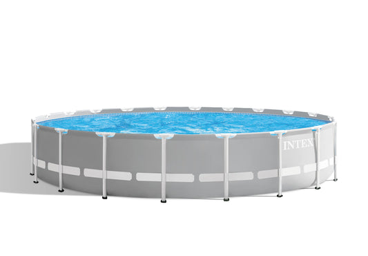 Ensemble de piscine hors sol INTEX 26755EH Prism Frame Premium : 20 pieds x 52 pouces - Comprend une pompe à filtre à cartouche 1500 GPH - Échelle amovible - Couverture de piscine - Piscine à cadre en tissu de sol 
