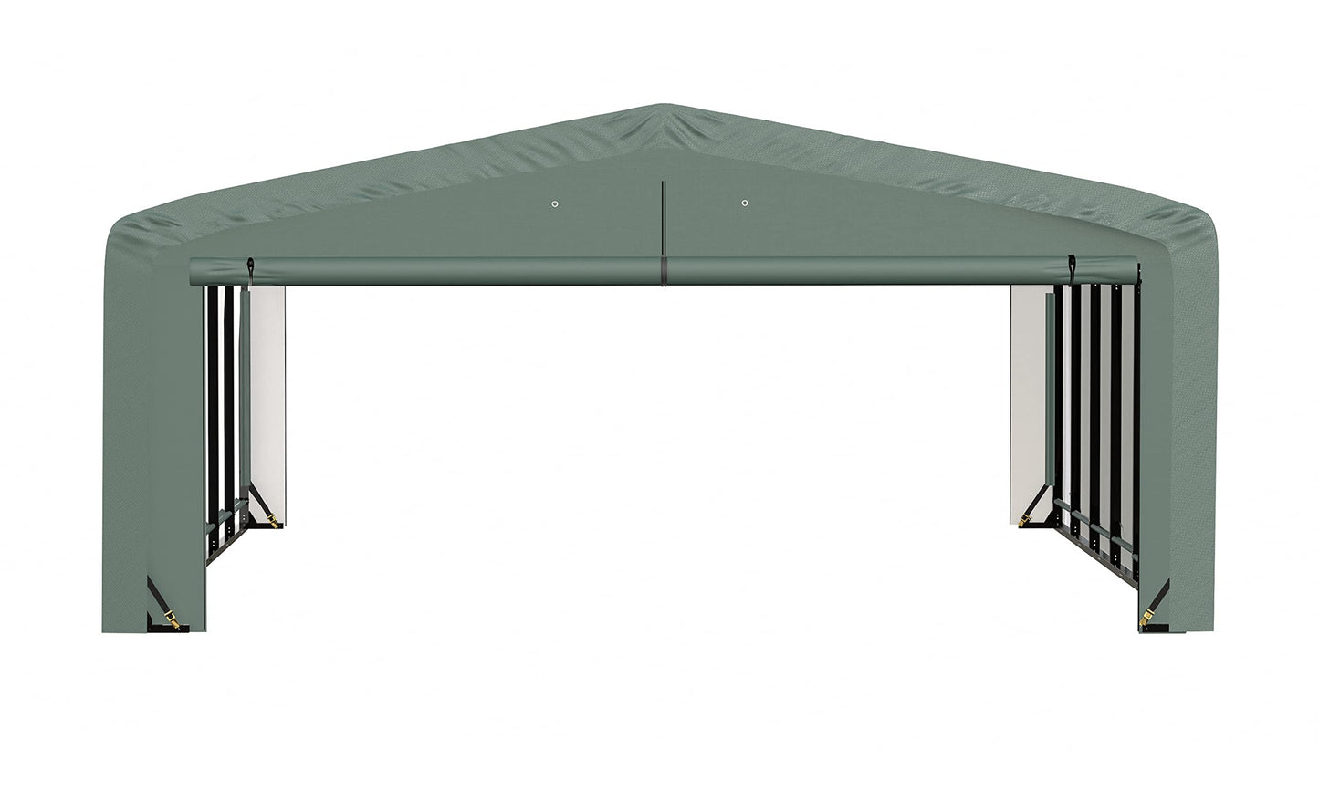 ShelterLogic ShelterTube Garage & Storage Shelter, 20' x 27' x 10' Heavy-Duty Steel Frame Wind and Snow-Load Rated Enclosure, Green 20' x 27' x 10'