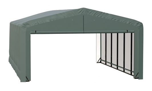 ShelterLogic ShelterTube Garage & Storage Shelter, 20' x 27' x 12' Heavy-Duty Steel Frame Wind and Snow-Load Rated Enclosure, Green 20' x 27' x 12'
