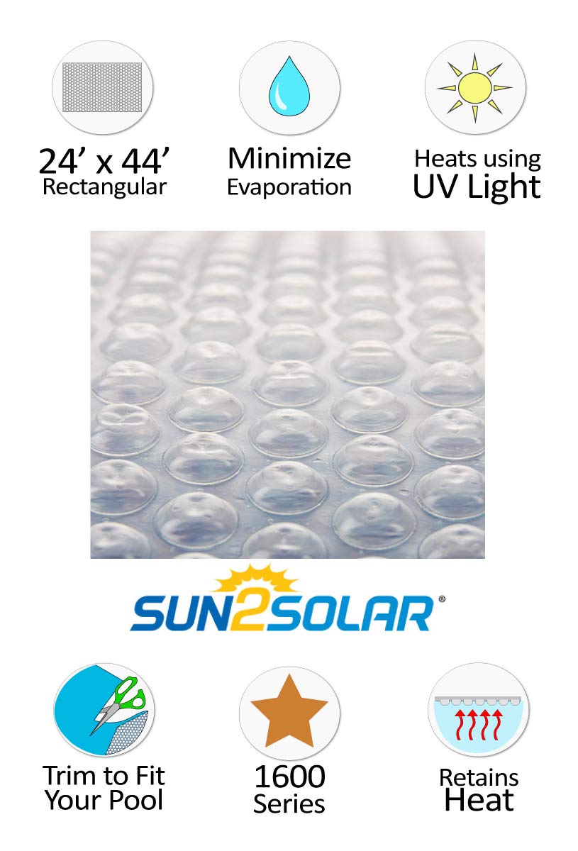 Sun2Solar Bleu Couverture solaire rectangulaire de 18 pieds par 40 pieds | Série 1600