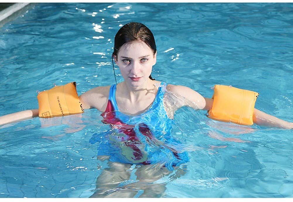 Bras gonflables flotteurs de natation bandes flottaison eau ailes natation bras anneau flotteur pour enfants et adultes bleu et orange