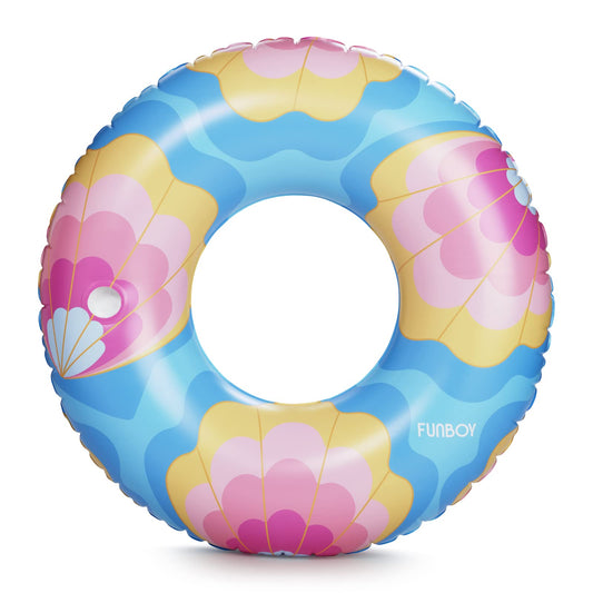FUNBOY Flotteur gonflable géant de tube de coquillages de sirène, flotteur de piscine de style beignet, radeau de luxe pour les fêtes de piscine d'été et le divertissement