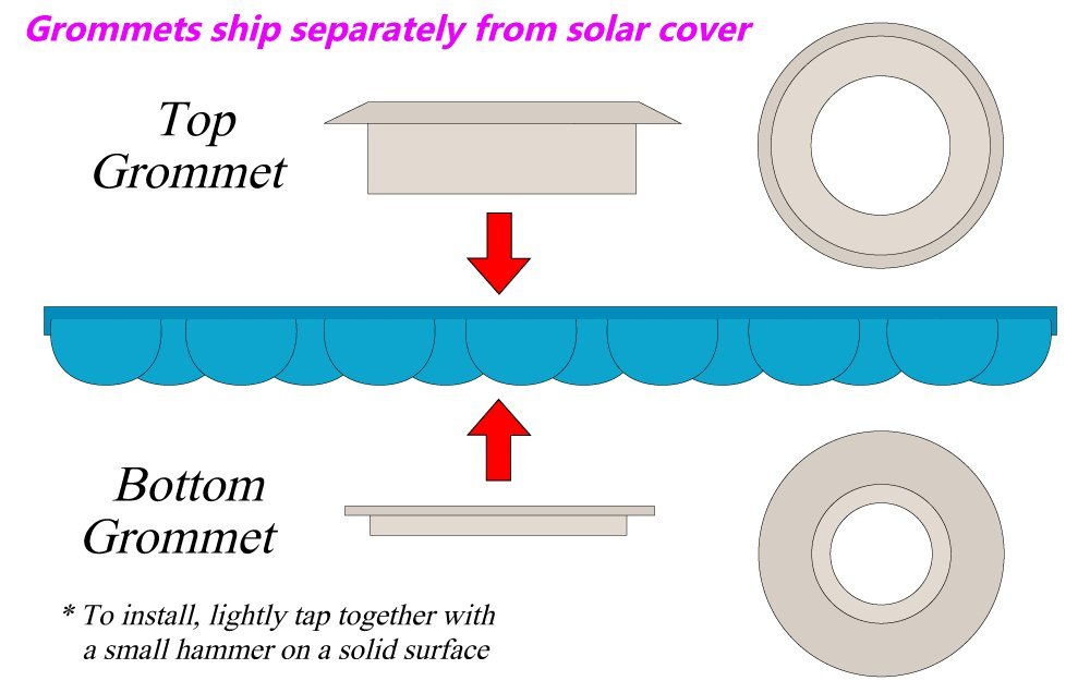 Sun2Solar Couverture solaire rectangulaire bleue 16 pieds par 24 pieds | Série 1200 avec lot de 6 œillets | Piscine Rectangulaire Creusée et Hors-Terre | Rectangle côté bulle vers le bas 16' x 24'