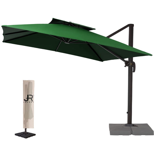 Square Cantilever Patio Umbrella 12FT Dark Green