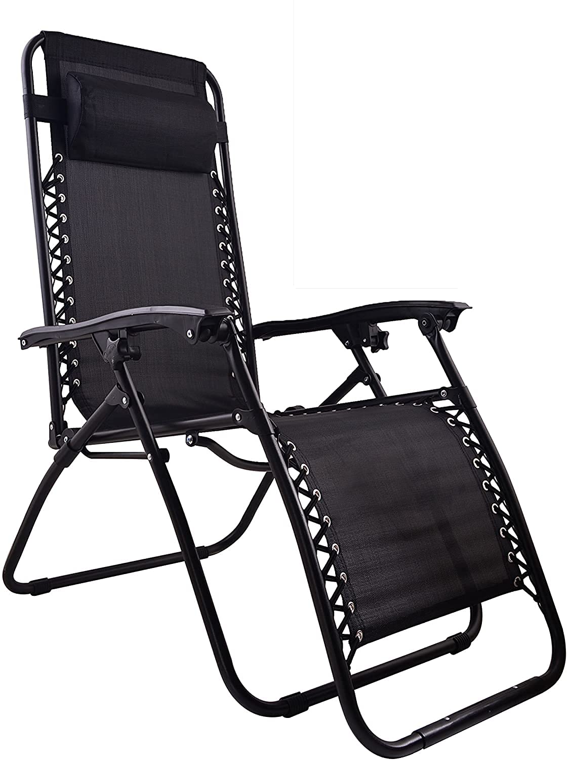 BTEXPERT CC5045B-2 Chaise Zero Gravity Lounge Outdoor Patio Beach Yard Garden avec plateau utilitaire Porte-gobelet Noir Lot de deux étuis (lot de 2 pièces), pièce deux pièces