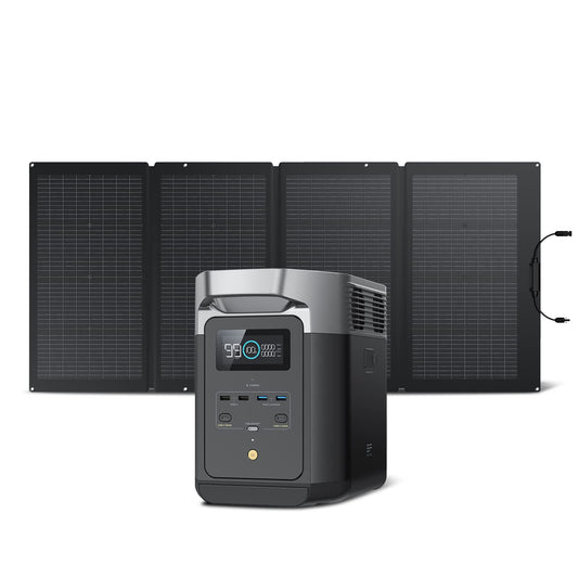Générateur solaire EF ECOFLOW DELTA2 avec panneau solaire 220W, centrale électrique portable pour sauvegarde domestique 