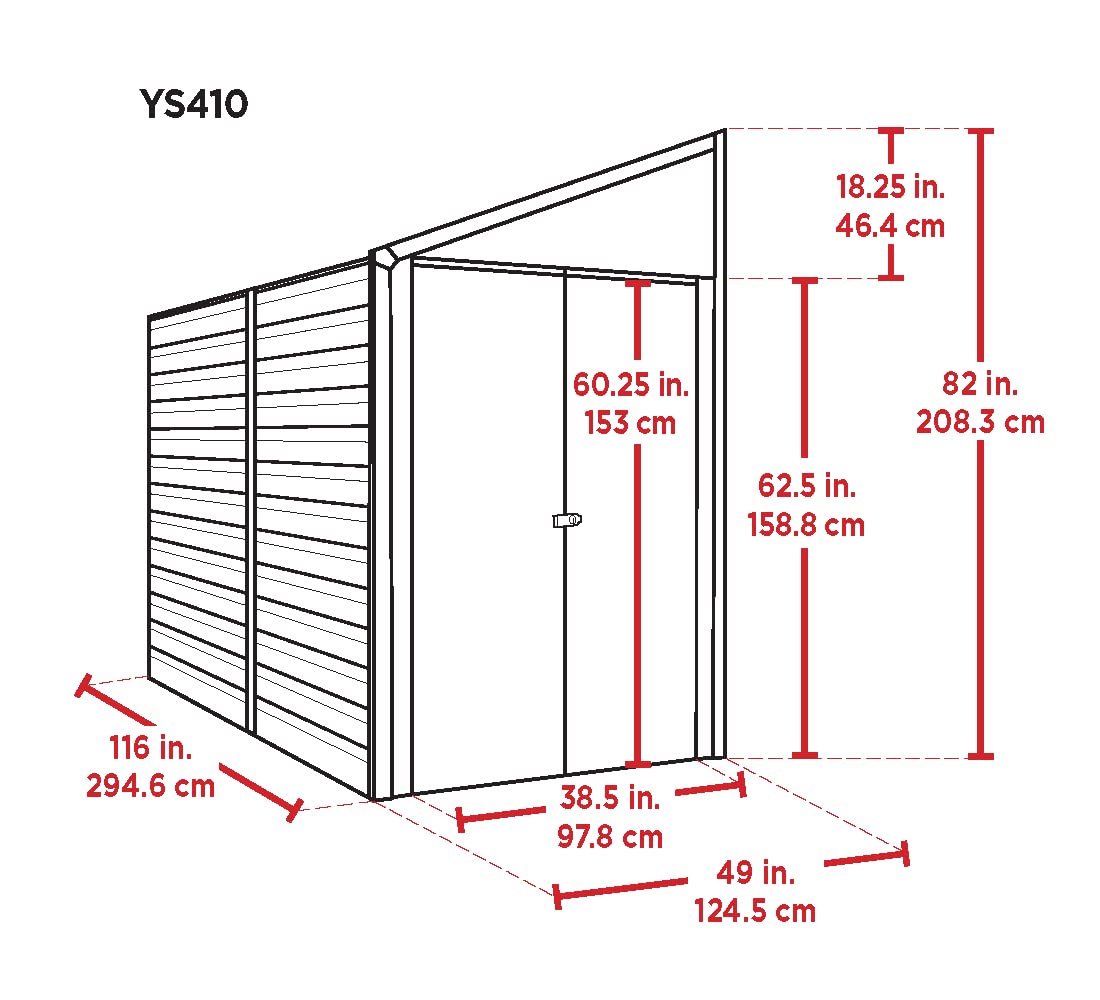 Arrow Shed Yardsaver Compact Galvanized Steel Storage Shed with Pent Roof, 4' x 10' 4' x 10'