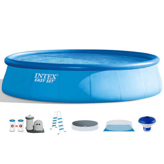 Ensemble de piscine hors sol gonflable ronde Intex Easy Set 18' x 48" + distributeur