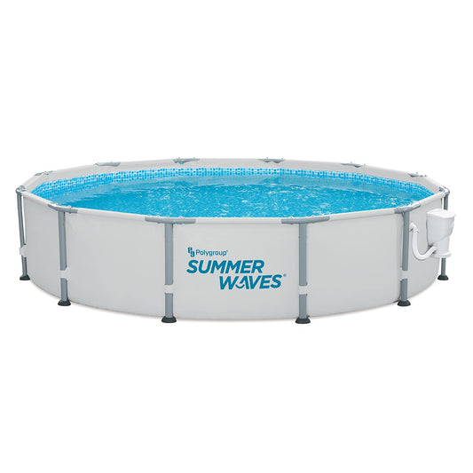 Summer Waves Elite 12 pieds x 30 pouces avec cadre en métal pour piscine extérieure hors sol avec pompe de filtration, cartouche de type D et patch de réparation