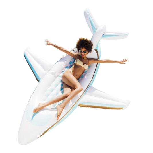 FUNBOY Flotteur de piscine d'avion à jet privé de luxe gonflable géant, flotteur de luxe pour les fêtes de piscine d'été et les divertissements Blanc