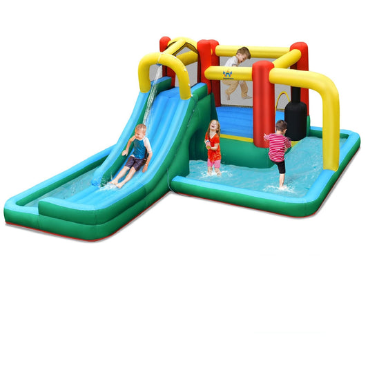 BOUNTECH Inflatable Water Slide, Water Bounce House Combo for Kids Outdoor Fun with Splash Pool, Climbing Wall, Water Park, Blow up Waterslides Inflatables for Kids and Adults Backyard Party Gifts Without Blower