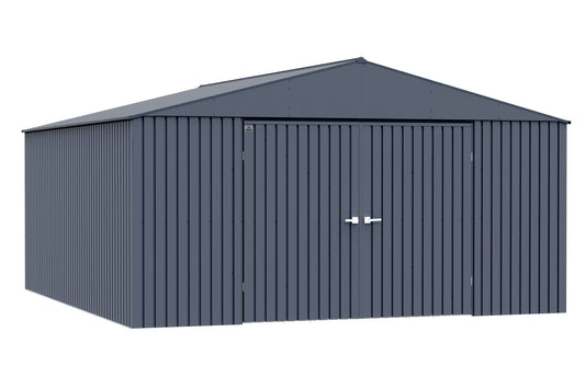 Arrow Shed Elite Hangar de rangement extérieur en acier avec toit à pignon verrouillable, 14' x 16', Anthracite 