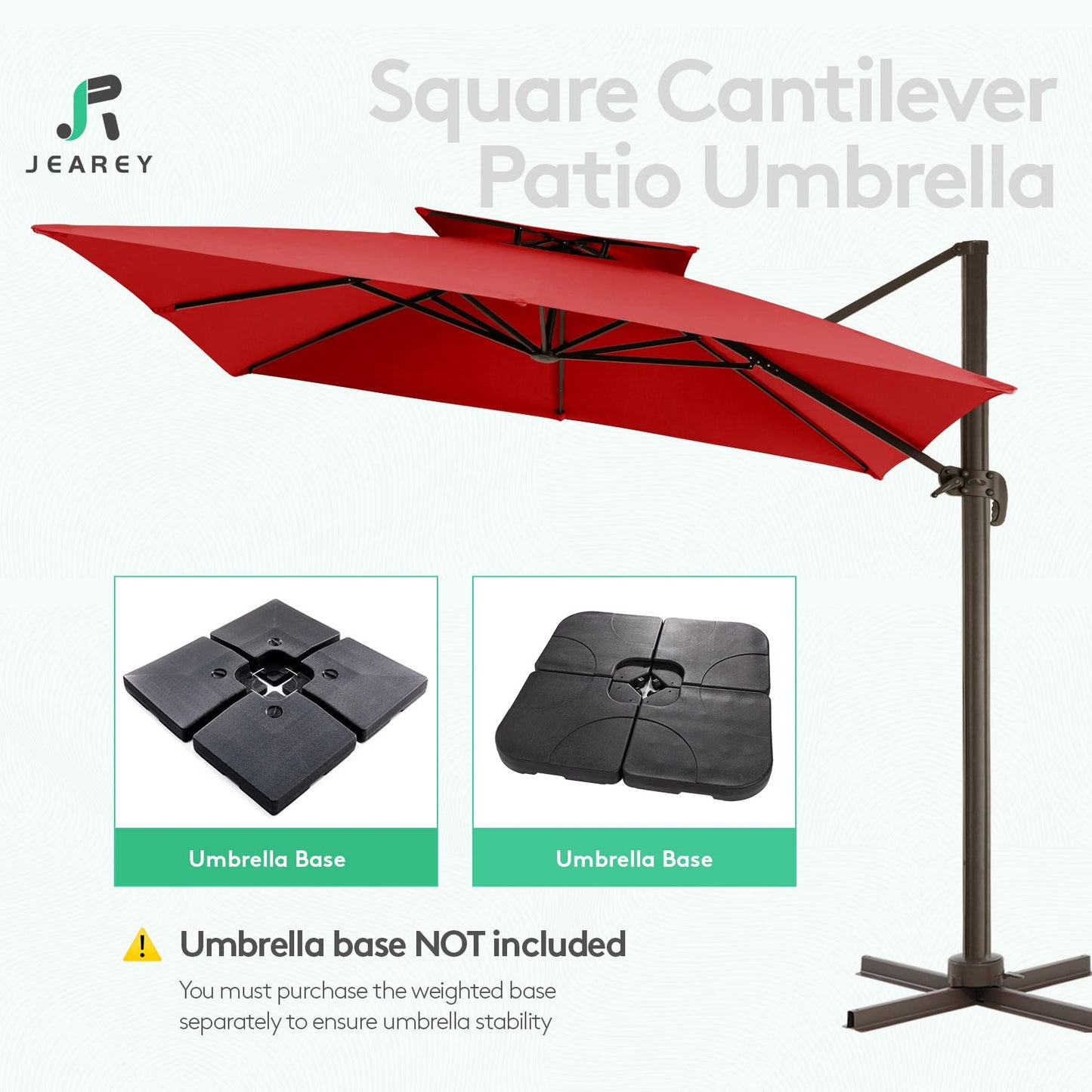 Square Cantilever Patio Umbrella 10FT Red