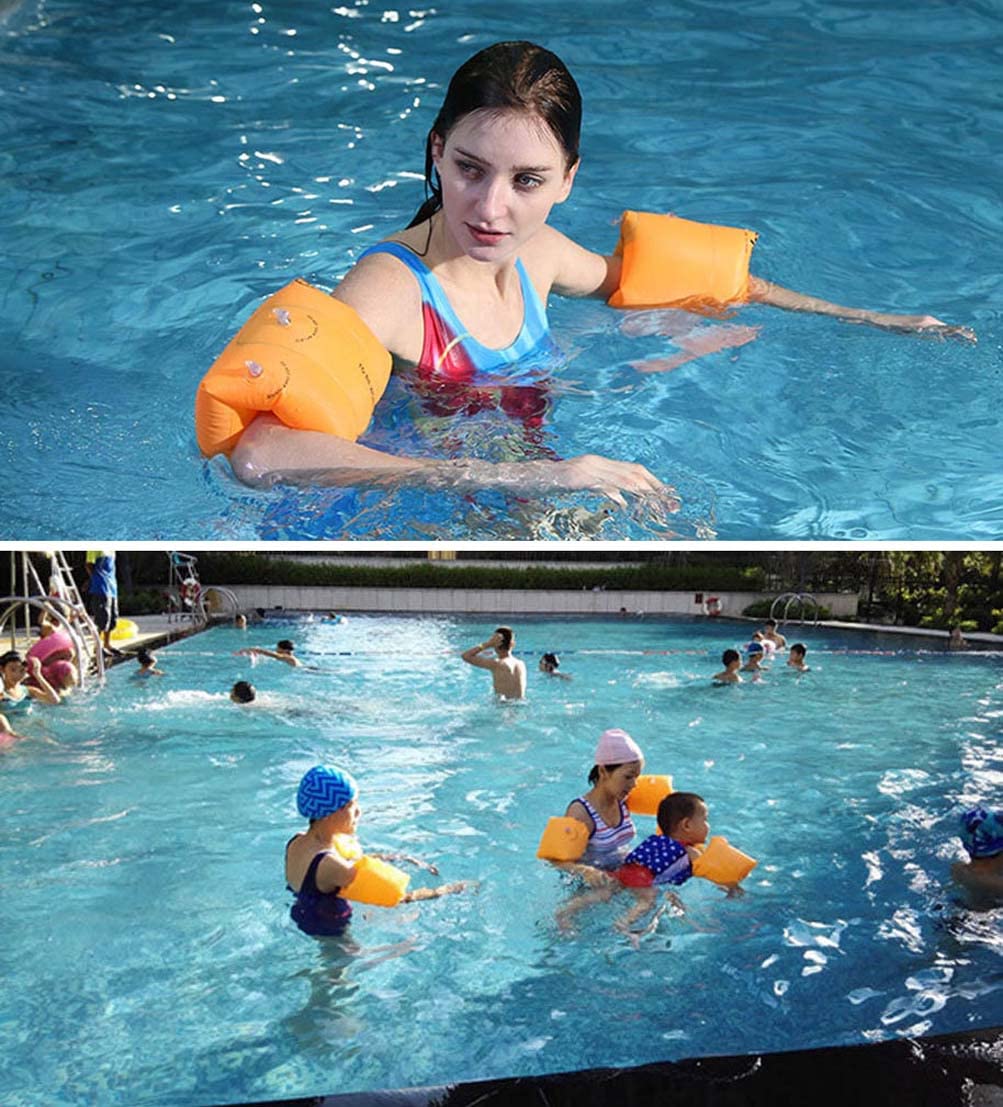 Topsung Floaties Inflatable Swim Arm Bands Rings Floats Tube Armlets for Kids and Adult _2 x Pink