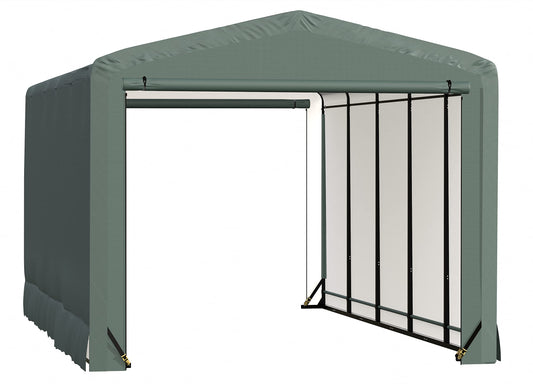 ShelterLogic ShelterTube Garage & Storage Shelter, 12' x 23' x 10' Heavy-Duty Steel Frame Wind and Snow-Load Rated Enclosure, Green 12' x 23' x 10'