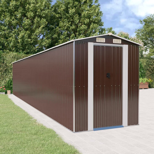 GOLINPEILO Metal Outdoor Garden Storage Shed, Large Steel Utility Tool Shed Storage House, Steel Yard Shed with Double Sliding Doors, Utility and Tool Storage, Dark Brown 75.6"x402"x87.8" 75.6"x402"x87.8"