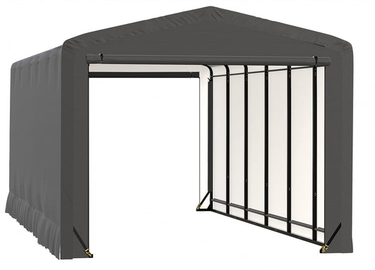 ShelterLogic ShelterTube Garage & Storage Shelter, 12' x 27' x 10' Heavy-Duty Steel Frame Wind and Snow-Load Rated Enclosure, Gray 12' x 27' x 10'