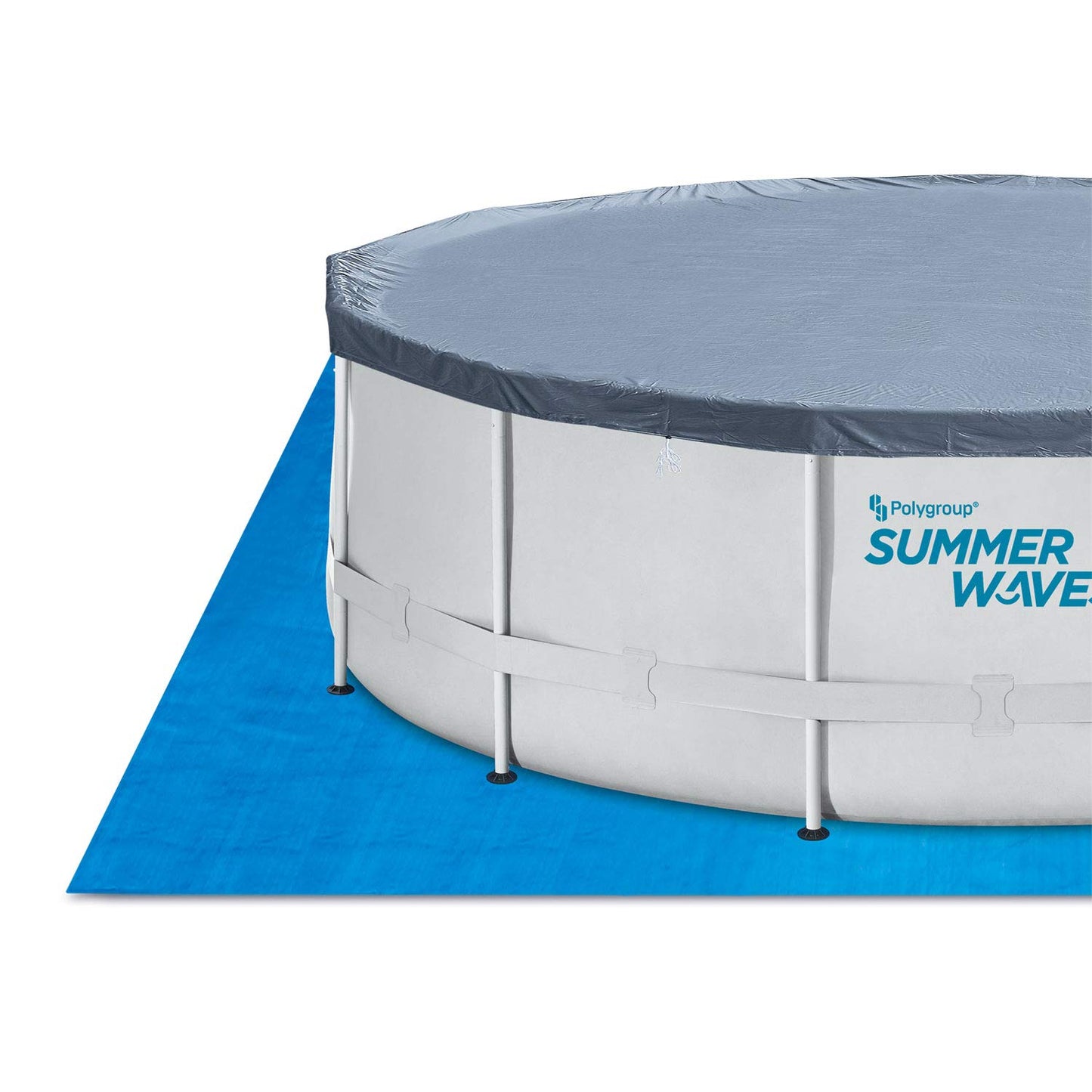 Summer Waves Elite 18 pi x 48 po Ensemble de piscine hors sol extérieure à cadre en métal avec pompe de filtration, échelle, toile de sol, couverture et kit d'entretien Gris (avec échelle)